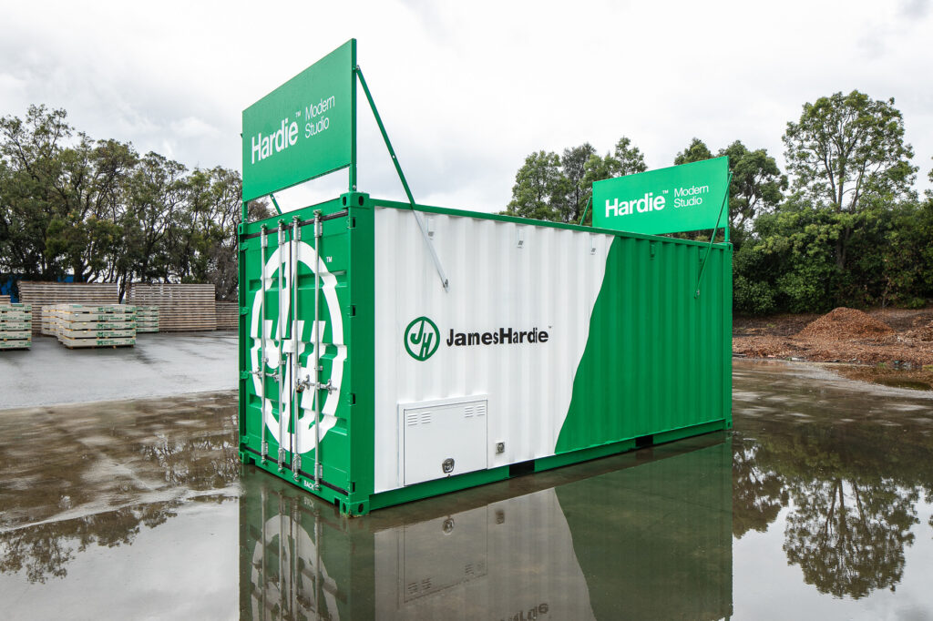 James Hardie - Side Signage View - Portabe Container - Grand Stand Events