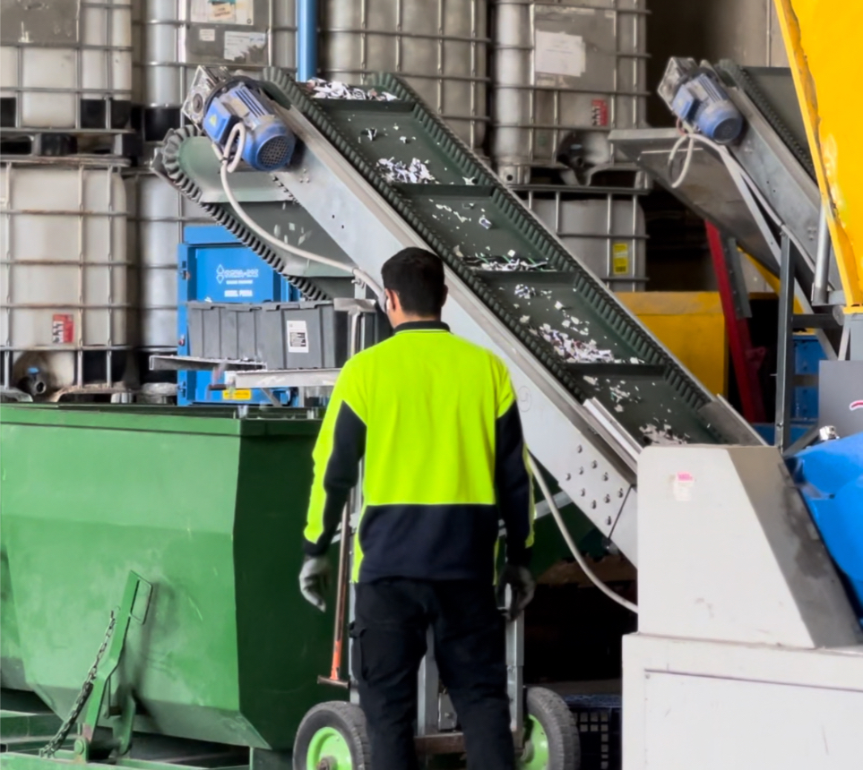 Shredding PVC for recycling 