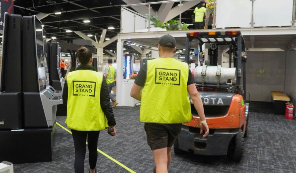 Grand Stand Events team project managers onsite during installation