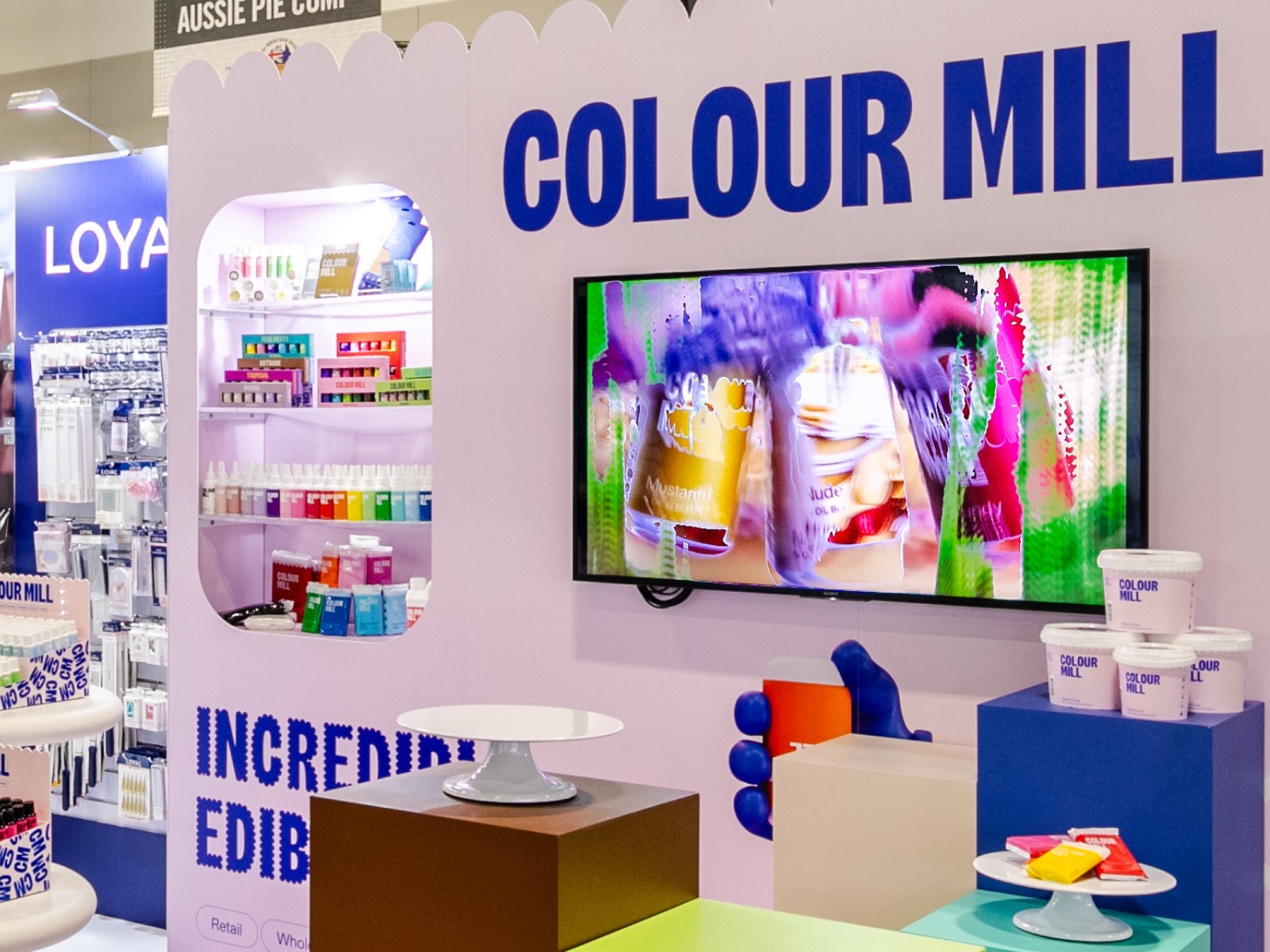 Colourful Exhibition Stand - Acryclic Shelving
