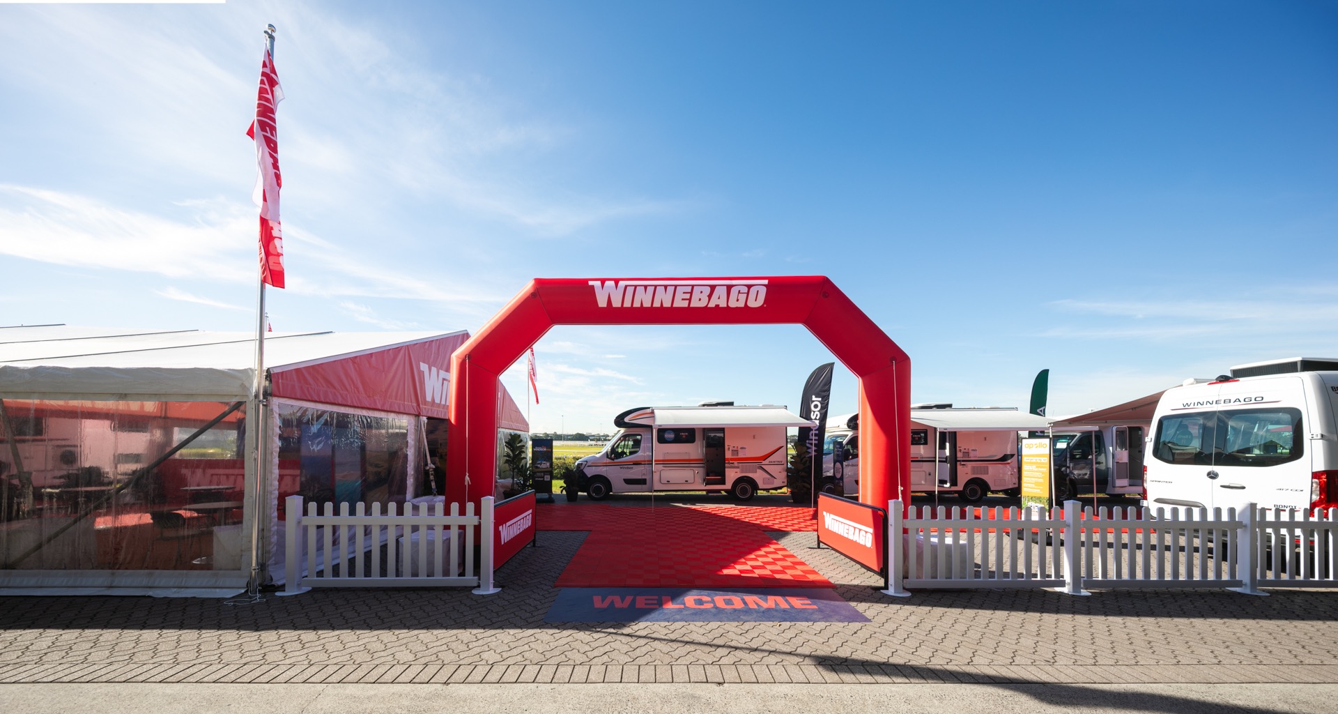 Large caravan expo floor space with branding