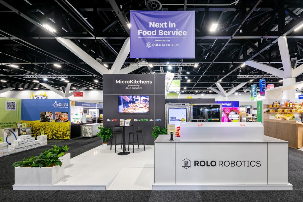an exhibition stand showing smart use of space for product sampling, live demo and conversation space